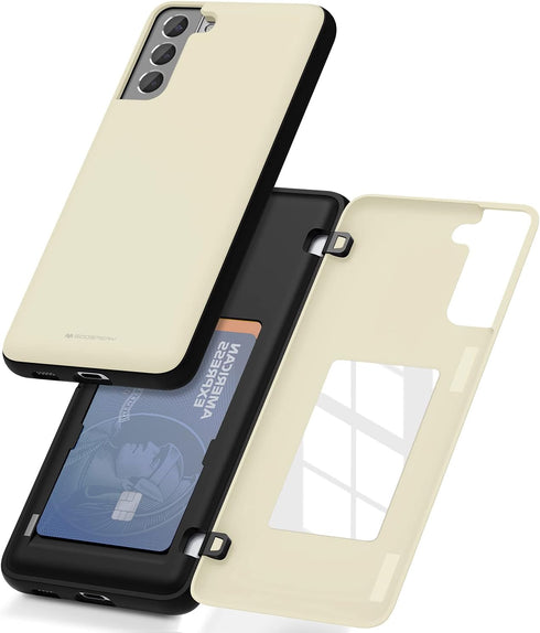GOOSPERY for Galaxy S21 Plus 6.7"(2021) Card Holder Wallet Case, Easy Magnetic Door Closure Protective Dual Layer Bumper Sturdy Phone Back Cover w...