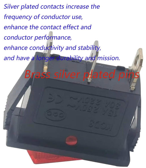 3 pin 2 Position Red Lighted Rocker Switch for Desktop Grinder,Electric Fireplaces,Neon Lamp,Household appliances,Lawn Mower,Electric Tool and Sno...