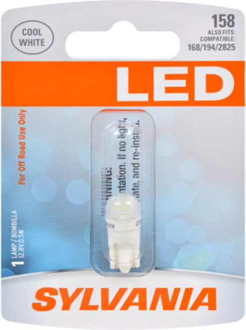 SYLVANIA - 158 T10 W5W LED White Mini Bulb - Bright LED Bulb, Ideal for Interior Lighting - Map, Trunk, Cargo and License Plate (Contains 1 Bulb)...