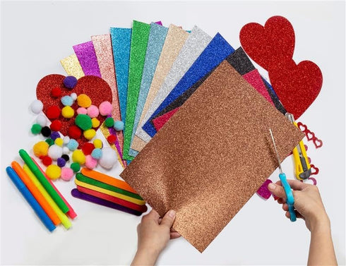 Time 4 Craft Glitter Paper - Sparkle up Your Creations with 11.8" x 8.3" Red Color 235g Sheets, Ideal for DIY Crafts and Art Projects, 12 pcs...