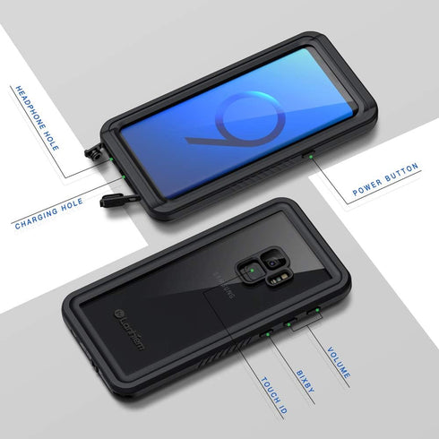 Lanhiem for Samsung Galaxy S9 Case, IP68 Waterproof Dustproof Case with Built-in Screen Protector, Rugged Full Body Shockproof Protective Phone Co...