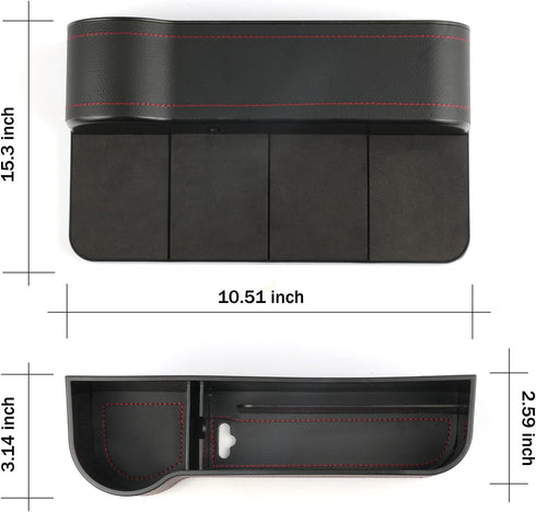 Amiss Car Seat Gap Filler Space Storage Box, Console Coin Side Pocket,Multi-Function Automotive Front Seat Tray Crevice, Extra Cup/Sunglass Holder...