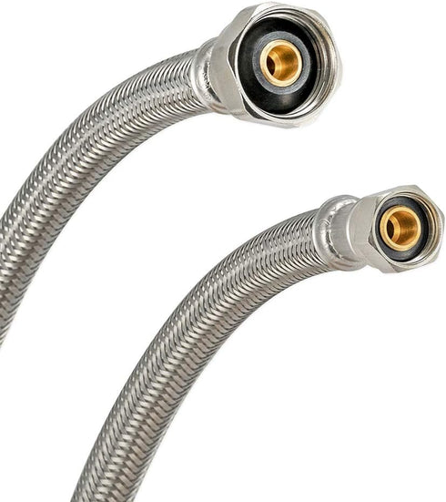Eastman 1/2 Inch FIP x 3/8 Inch Compression Flexible Faucet Connector, Braided Stainless Steel Supply Hose Line, 48 Inch Length, 48301