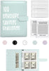 100 Envelopes Money Saving Challenge Budget Binder, 52 Week Money Binder for Cash Saving Budget Book with Pouches Blue...