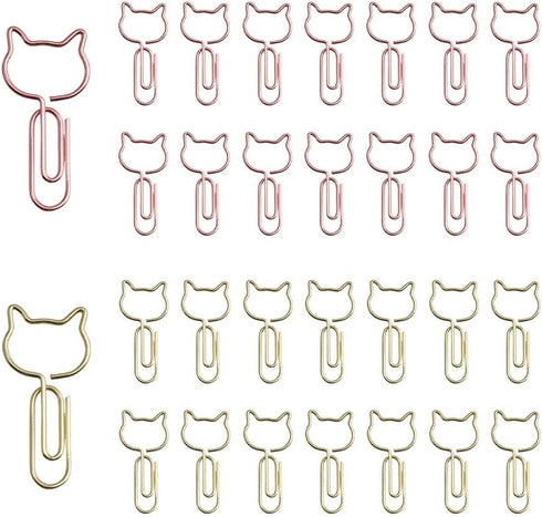 30pcs Kitten Shape Paper Clips with Clear Box, Rose Gold and Yellow Gold, Funny Cute Paperclips Bookmarks Planner Clips for Fun Office Supplies Sc...