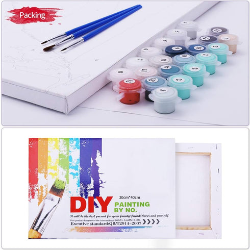 Ginkko Paint by Numbers for Adults Kids Beginners with Wooden Frame Easy Acrylic on Canvas 12x16 inch with Paints and Brushes, Vase Flower(Include...