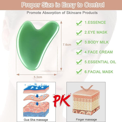 Gua Sha Massager Tool, 2 Pcs Natural Jade Stone Guasha Board, Gua Sha Scrapping Massager Stones for Physical Therapy and SPA Acupuncture Therapy, ...