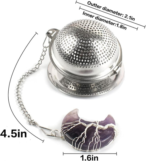 Stainless Steel Tree of Life Tea Ball - Amethyst Crescent Moon Pendant Infuser for Loose Tea Leaves...