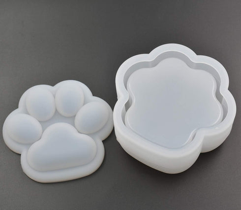 Cat Paw Shape Box Epoxy Mold DIY Resin Casting Cute Cat Paw Container Silicone Mold for Storage Small Stuff, Glossy...