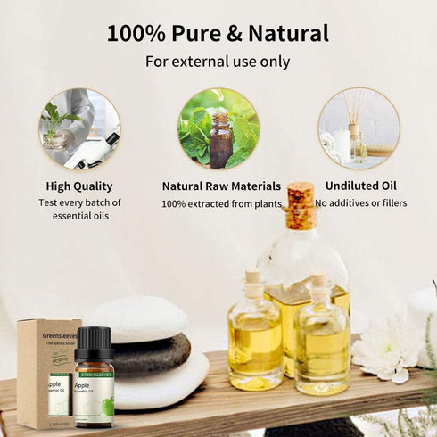 GREENSLEEVES Apple Essential Oil, 10ml Pure Plant-Based Fruit Fragrance Oil for Aromatherapy, Essential Oils for Diffuser, Air Freshener, Massage,...