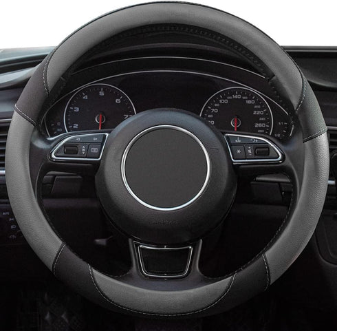 Xizopucy Steering Wheel Covers Gray Universal Microfiber Leather, Suitable for 14 1/2-15 inch Car Steering Wheel Cover, Breathable, Anti Slip & Od...