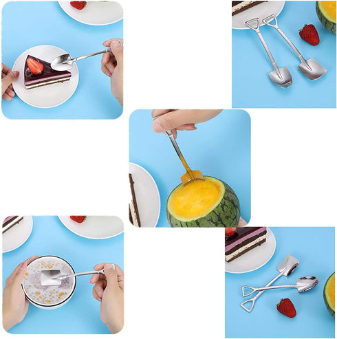 Dessert Spoon Set, 4 Pcs 6" Stainless Steel Spoons, Ice Cream Fruit Spoon for Home, Kitchen or Restaurant (Round Point Shovel 4 pcs)...