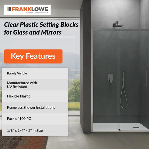 Franklowe Clear Plastic Setting Blocks for Glass and Mirrors – Pack of 100 PC (1/8" x 1/4" x 2")...
