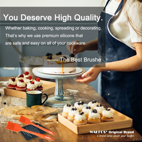 Walfos Silicone Basting Pastry Brush, Heat Resistant Pastry Brush Set, Strong Steel Core and One-Pieces Design, Perfect for BBQ Grill Kitchen Cook...