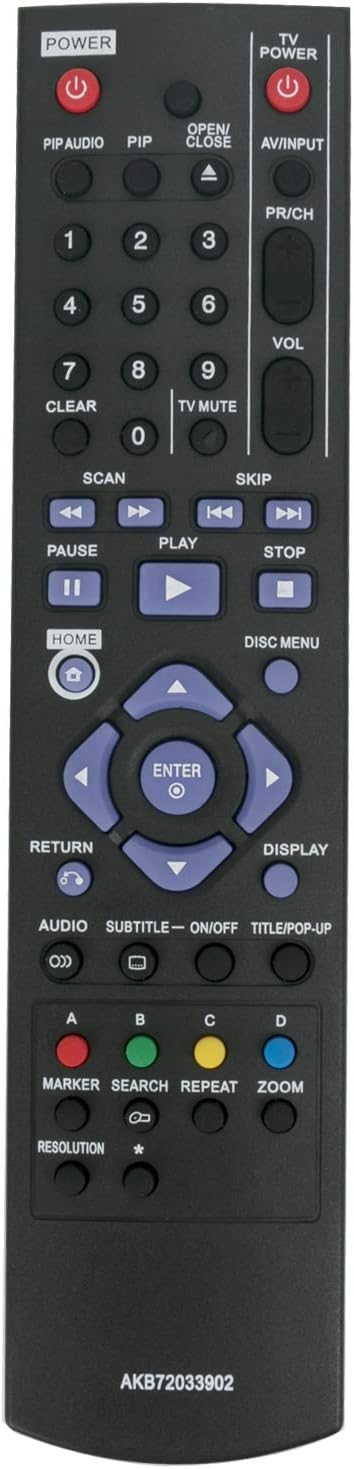 AKB72033902 Replace Remote Control fit for LG Network Blu-ray Disc DVD BD Player BD370 BD360 BD560 BD565 BD570...