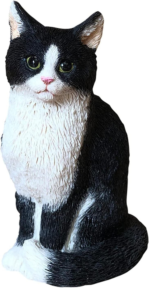 Cat Resin Outdoor Tree Sculpture Gift Garden Terrace Lawn Outdoor Cat Statue (Black)...