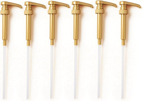 6 pack Coffee Syrup Pump Dispenser (Gold) - Compatible with Torani, Davinci and Skinny Syrup Bottles (750 ml 25.4 oz Bottles)...