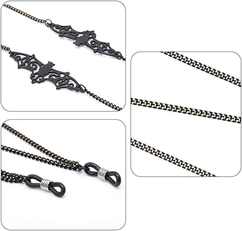 Black Bat Glasses Chain for Women Men Kawaii Eyeglasses Chain Holder Strap Cord for Sunglasses Eyewear (black bat)...