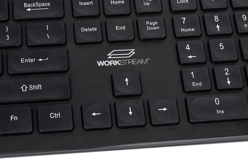 Monoprice Low-Profile Spill-Resistant Silent Keyboard – Membrane Water-Resistant Coating 10 Million Keystrokes - Workstream Collection,Black...