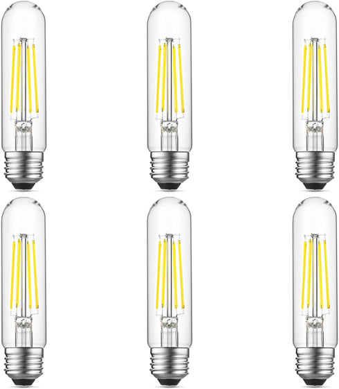 E26 LED Bulb 6W Equal 60 Watt Light Bulbs Daylight 5000K E26 Edison Bulb AC120V 750lm Dimmable 5 Inch Long Tubular T10 LED Bulb for Rustic Pendant...
