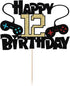 Video Game Happy 12th Birthday Cake Topper,12 Year Old Boy and Kids Video Game Themed Birthday Decoration?Game Controllers Cake Decorations?Game O...