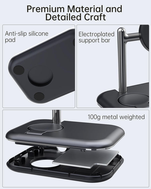 Dual Watch Charger Stand for Samsung Watch 7/6, Foldable 2 in 1 Watch Charging Station for Samsung Watch Series, Wireless Charger Dock Compatible ...