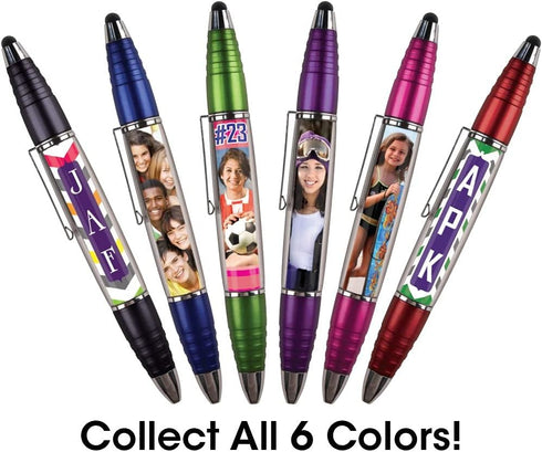 Black - PixStylus 2 in 1 Personalized Pen and Stylus Combo – DIY, Create your own custom stylus/pen – Just insert a photo or design your own inser...