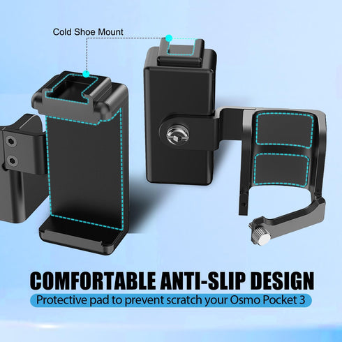 OSMO Pocket 3 Phone Mount Holder with 1/4 Threaded Hole and Cold Shoe Expansion Frame for light mic compatible with DJI OSMO Pocket 3 Accessories...