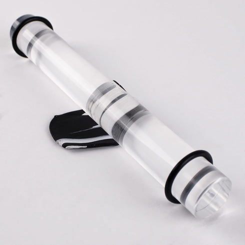 DAS Smart Acrylic Roller - 8-Inch Solid Acrylic Clay Rolling Pin with 3 Adjustable Rings in Sizes 2.5, 3.5 and 5mm - Easy to Clean Black Clay Roll...