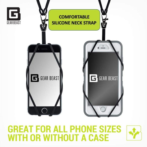 Gear Beast Cell Phone Lanyard - Universal Neck Phone Holder w/Card Pocket and Silicone Neck Strap - Compatible with Most Smartphones, Hot Pink...