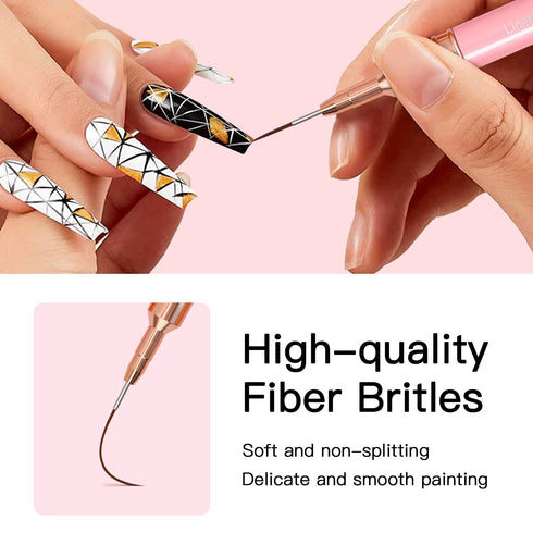 Nail Art Liner Brushes, 5Pcs Painting Nail Art Brush Set Nail Dotting Drawing Tool for Long Lines, Thin Details, Fine Drawing Sizes 4/8/12/20/25mm...