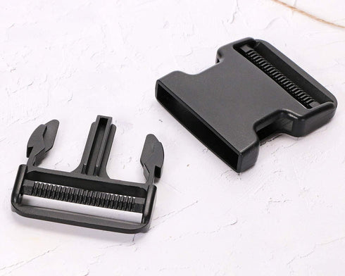 PENTA ANGEL 2Pcs 50mm/2 inch Black Plastic Buckle Clips Heavy Duty Dual Adjustable Buckles Craft Webbing Quick Side Release Buckles for Luggage St...