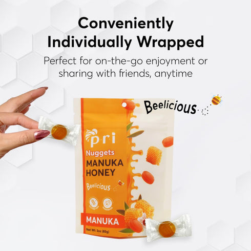 P.R.I Manuka Honey Nuggets, Sweet and All Natural Hard Candy Treat, 3oz...