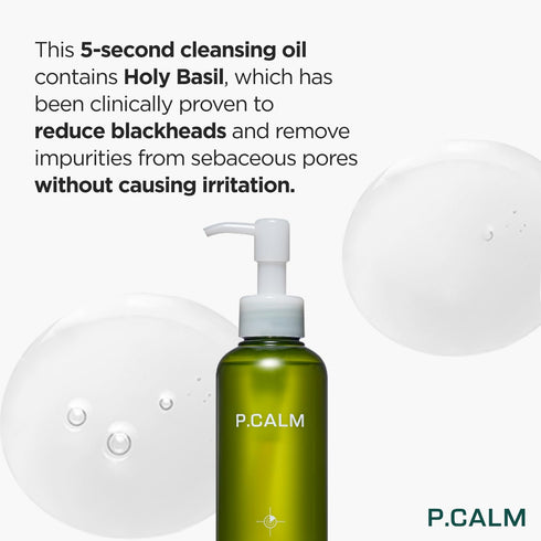 P.CALM UnderPore Holy Basil Cleansing Oil 6.42 fl.oz | Instant Blackhead Reducing Non-Comedogenic Pore Control Cleansing Oil with Holy Basil Extra...