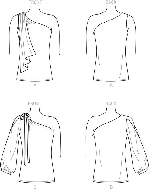 New Look UN6701A Misses' One-Shoulder Top Sewing Pattern Kit, Code N6701, Sizes 6-8-10-12-14-16-18...