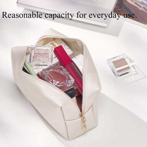 PU Leather Cosmetic Bag for Women Minimalism Makeup Bag for Daily Use Portable Storage Purse Small Neat Cosmetic Pouch Water-resistant Toiletry Ba...