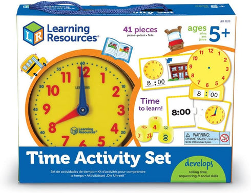 Learning Resources Time Activity Set - 41 Pieces, Ages 5+,Clock for Teaching Time, Telling Time, Homeschool Supplies, Montessori Clock...