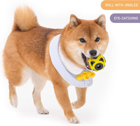 Dog Ball Toy, Jingle Bell Inside for Gift, Rubber Squeaky Toy, Interactive Smart Ball with Holes, Ideal for Puppies, Small, Medium and Blind Dogs,...