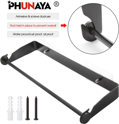Under Cabinet Paper Towel Holder Wall Mount for Home Kitchen,Stainless Steel for Large Rolls-Black...