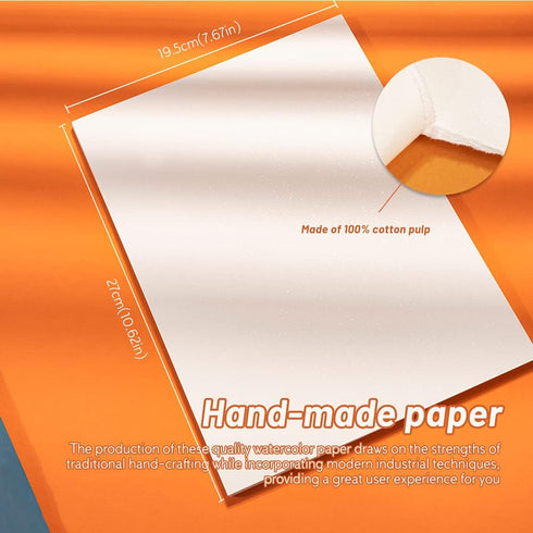 Paul Rubens Art Supplies Watercolor Paper Hand-Made Paper, Hot Press 100% Cotton Rag with Glitter Sparkling Effect, Acid-Free Paper 140lb/300gsm, ...