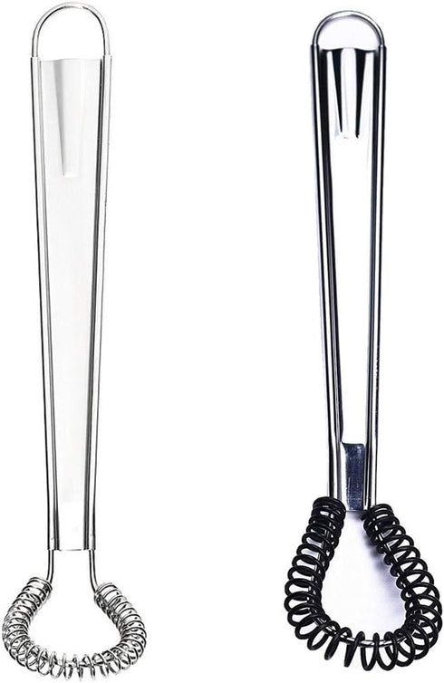 Stainless Steel Mini Spring Egg Beater Silicone Whisk Magic Hand Held Sauce Stirrer Blender Milk Frother Foamer Coffee Mixer (2Pack-Silicone+Steel...