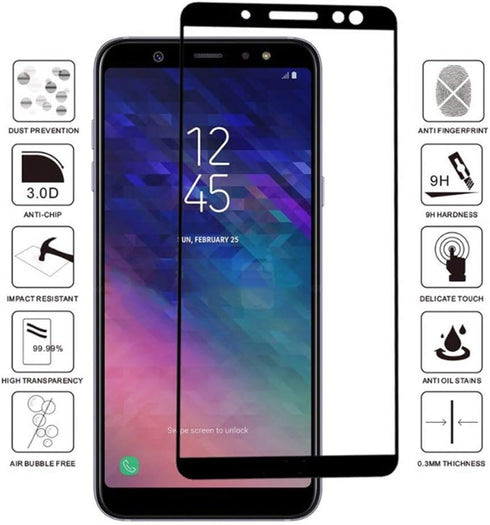 [2 PACK Black Front High Clear Films Bubble Free for Samsung Galaxy A6 2018 A600 Tempered Glass Screen Protector Anti-Scratch Protective Film...