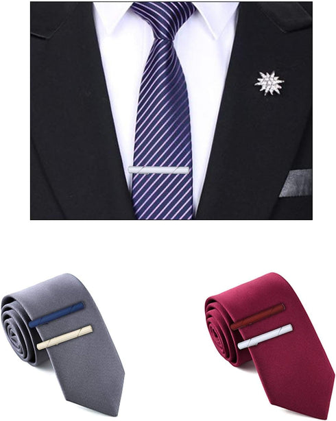 Create idea Tie Clips,5pcs Gold Black Silver Blue Red Tie Bar Clips For Anniversary Graduation...