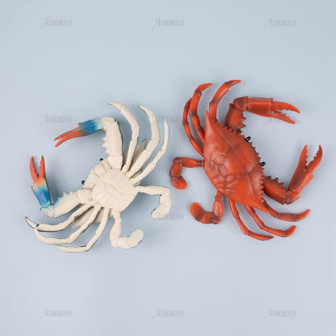 AUEAR, 2 Pack Fake Animal Sea Life Blue Red Crabs Action Figures Ocean Model Ornament for Swim Bath...