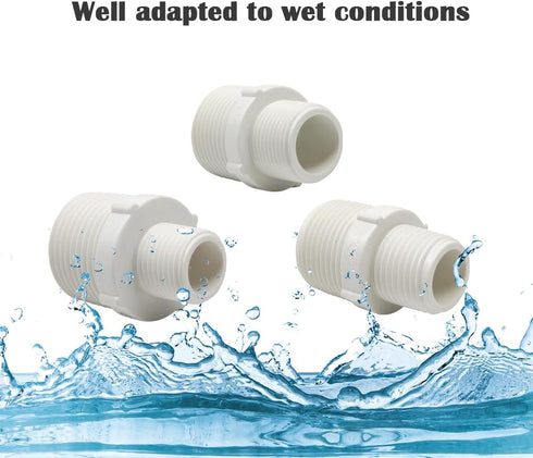 10PCS 1/2" to 3/4" PVC Pipe Fittings Nipple G1/2 X G3/4 Male to Male Thread Coupling Hex Straight Adapter Connector...