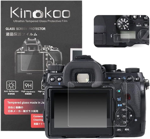 kinokoo Screen Protector for Pentax K-1 Camera, 0.25mm 9H Hardness Tempered Glass Film for Pentax K-1 Camera with Top Screen Protector - Bubble Fr...