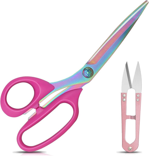 Left-Handed Fabric Scissors for Cutting Fabric, Garments, Textiles, 23cm Tailor's Scissors, Thread Cutter, Set of 2...