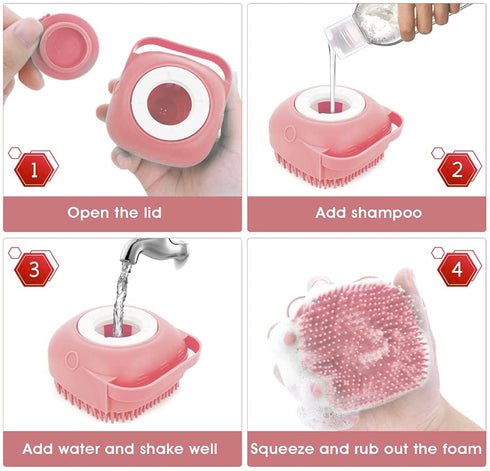 Pet Bath Massage Brush Puppy Dog Cat Grooming Cleaning Soft (Pink)...