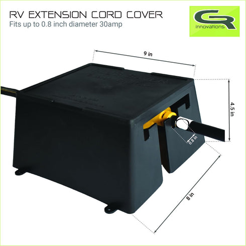 GR Innovations RV Extension Cord Cover | Plug Saver | Outdoor Electrical Cord Cover | Elevates & Shields Outdoor Extension | 30 Amp Some 50 Amp | ...