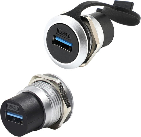 PENGLIN 2Pack USB 3.0 Panel Mount Coupler, USB Pass Through Connector, Female to Female Bulkhead Extension Adapter with Water/Dustcap...
